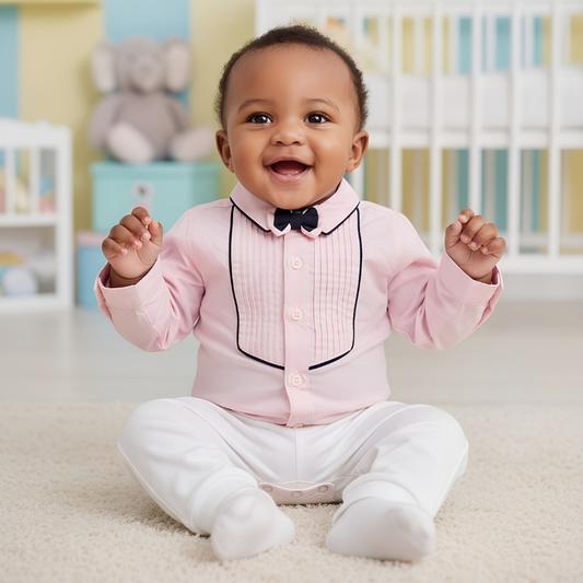 Pink Boys Official Bodysuit Shirt | 100% Soft Cotton | Age 3–6m