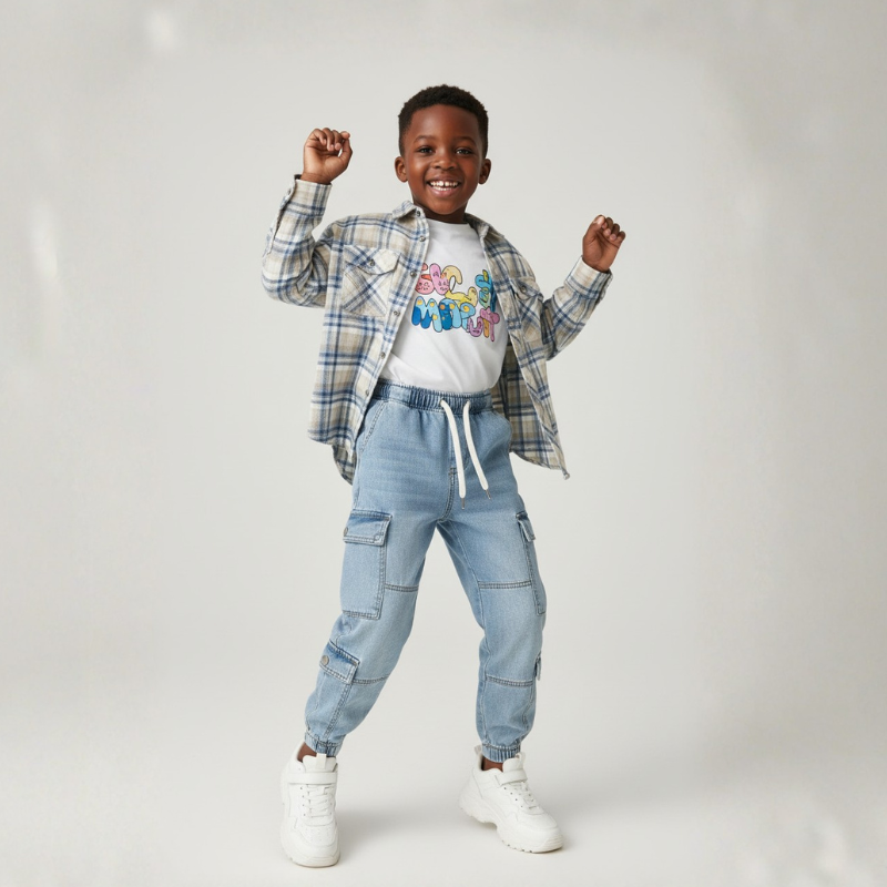 Boys Cargo Pants | Casual Cotton Trousers with Pockets | Comfortable Fit for Kids