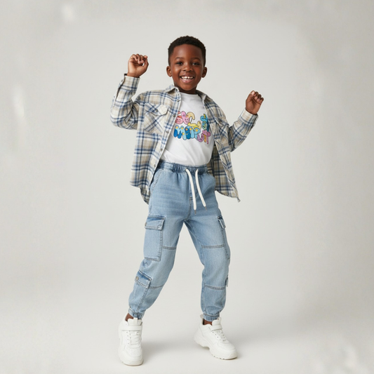 Boys Cargo Pants | Casual Cotton Trousers with Pockets | Comfortable Fit for Kids