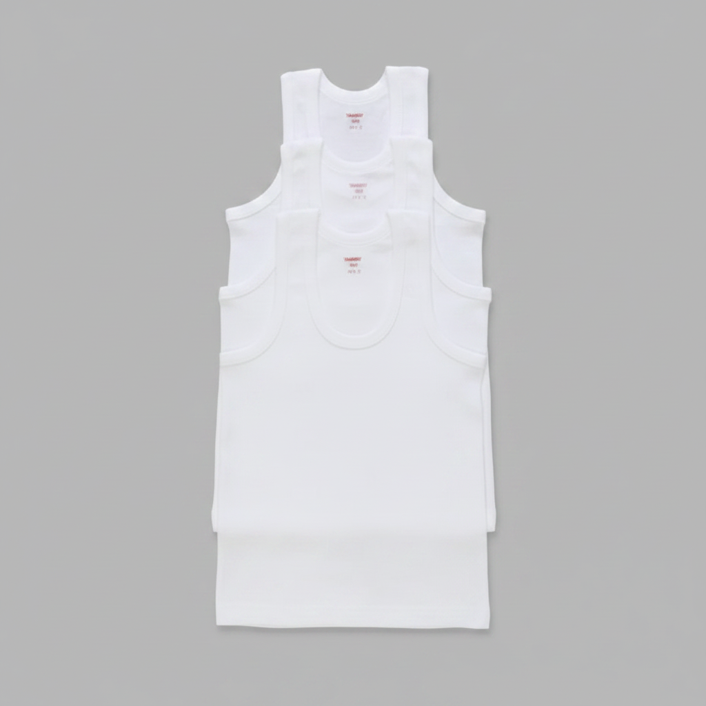 Yarrison 3-Pack Pure Cotton Boys Vests | Ages 3–12 yrs | Soft & Breathable
