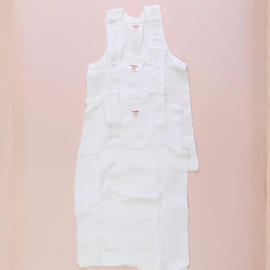 Yarrison 3-Pack Pure Cotton Boys Vests | Ages 3–12 yrs | Soft & Breathable