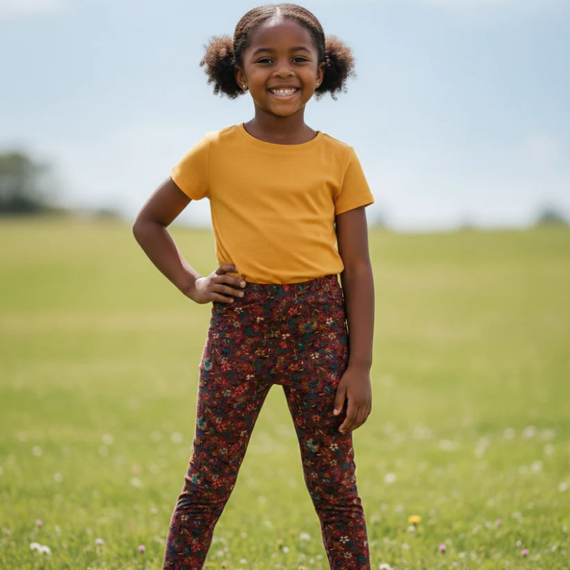 Floral Print Girls Tights | Soft Cotton Leggings | Ages 2–8 Years