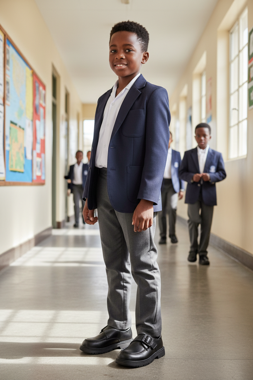 New Boys Black School Shoes | Sizes 29–39 | Comfortable & Durable Footwear