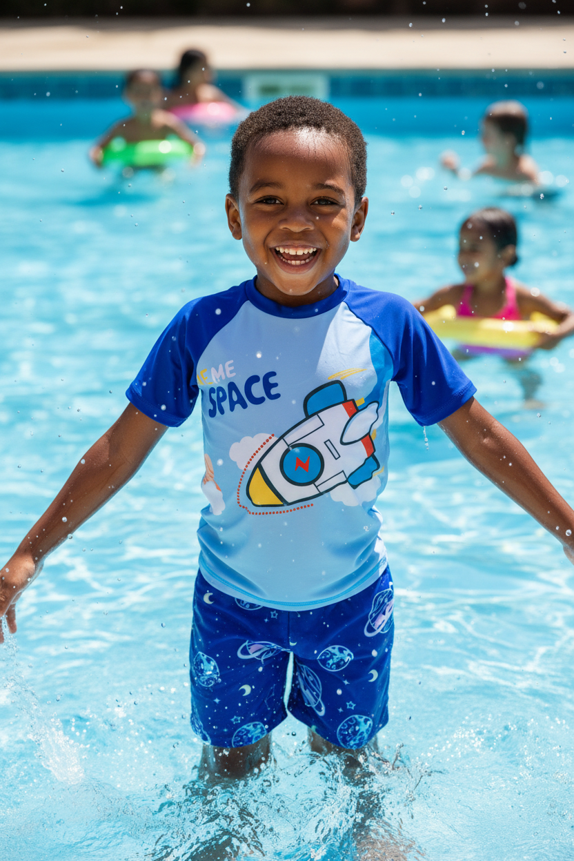 Space Themed 2-Piece Swim Costume for Kids | Fun Galaxy Swimwear