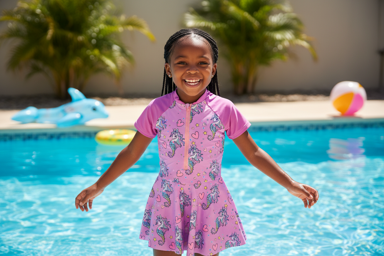 Girls Swim Costume with Skirt | Stylish Kids Swimwear