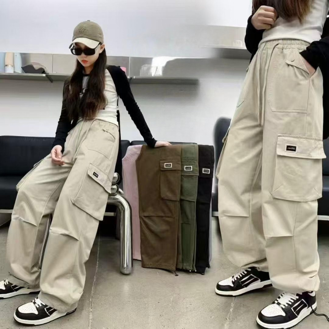 Girls Cargo Pants | Casual Cotton Trousers for Kids | Multiple Pockets | Comfortable Fit | (29-33)