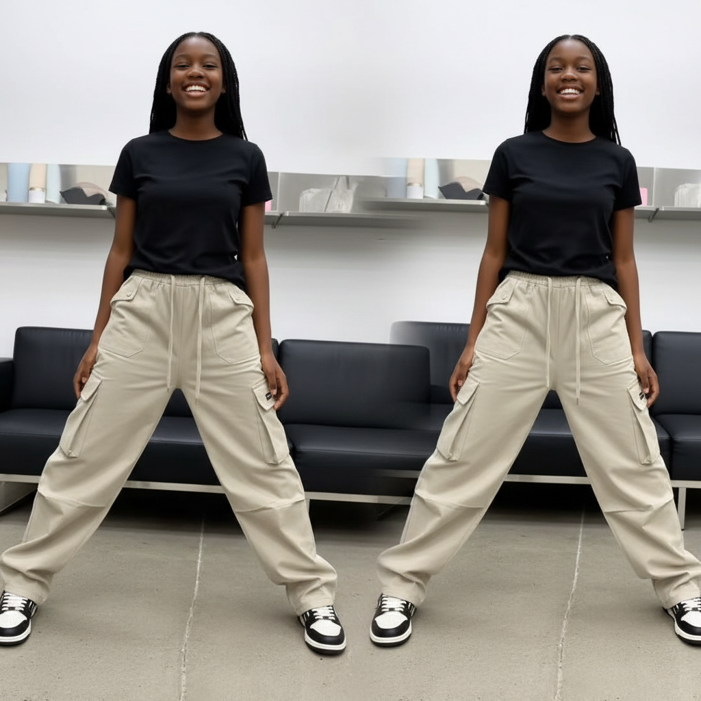 Girls Cargo Pants | Casual Cotton Trousers for Kids | Multiple Pockets | Comfortable Fit | (29-33)