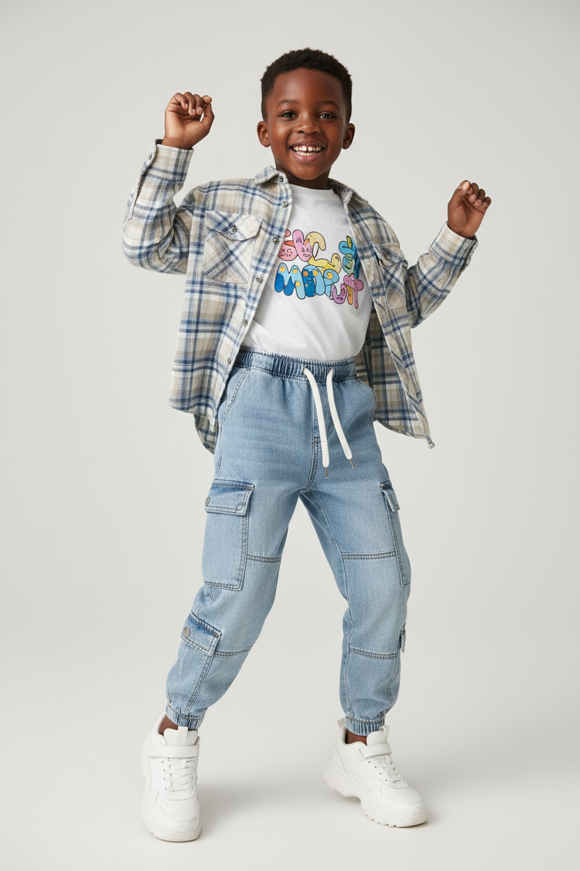 Boys Cargo Pants | Casual Cotton Trousers with Pockets | Comfortable Fit for Kids