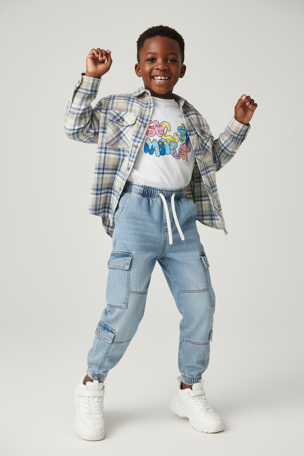 Boys Cargo Pants | Casual Cotton Trousers with Pockets | Comfortable Fit for Kids