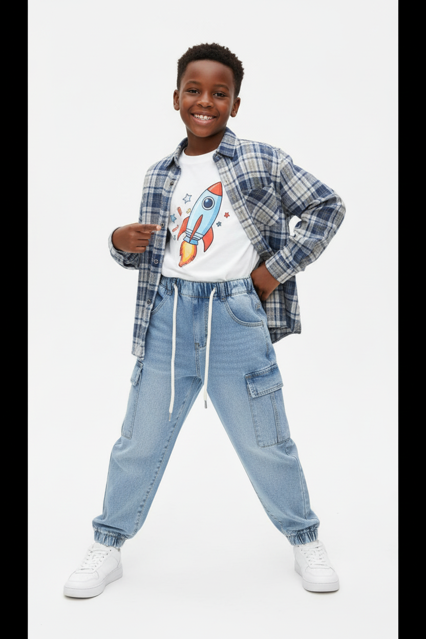 Boys Cargo Pants | Casual Cotton Trousers with Pockets | Comfortable Fit for Kids