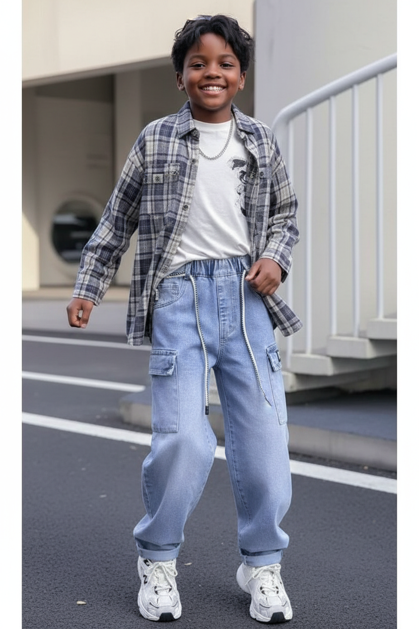 Boys Cargo Pants | Casual Cotton Trousers with Pockets | Comfortable Fit for Kids