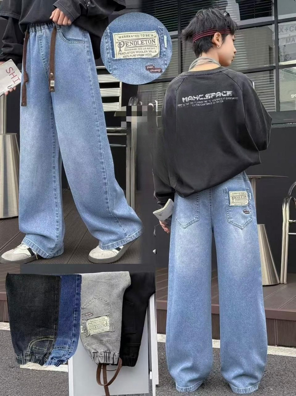 Boys Plain Flared Jeans | Vintage Bootcut Denim for Kids | Comfortable Stretch Jeans