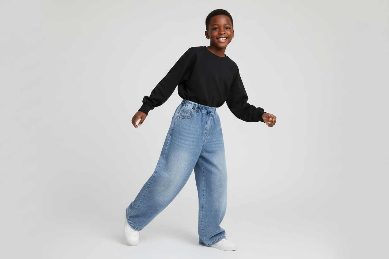 Boys Plain Flared Jeans | Vintage Bootcut Denim for Kids | Comfortable Stretch Jeans