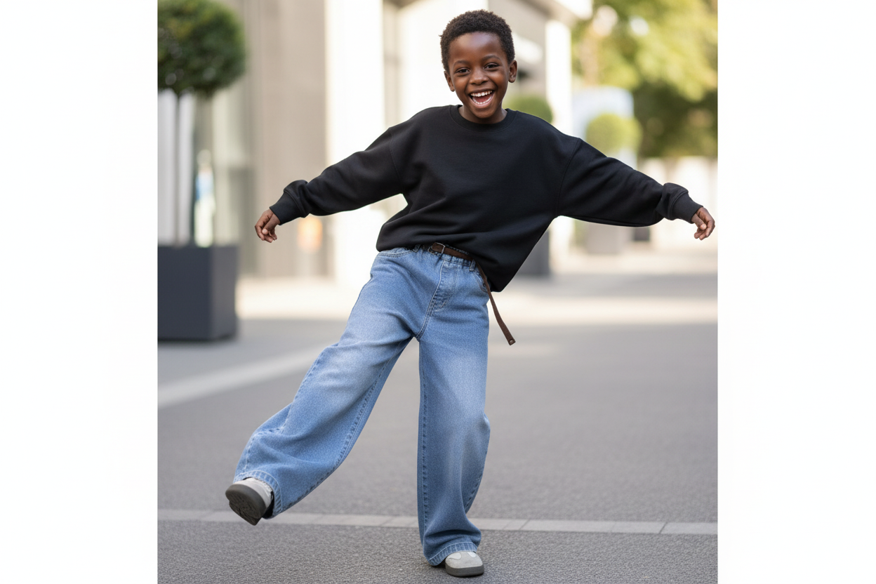 Boys Plain Flared Jeans | Vintage Bootcut Denim for Kids | Comfortable Stretch Jeans