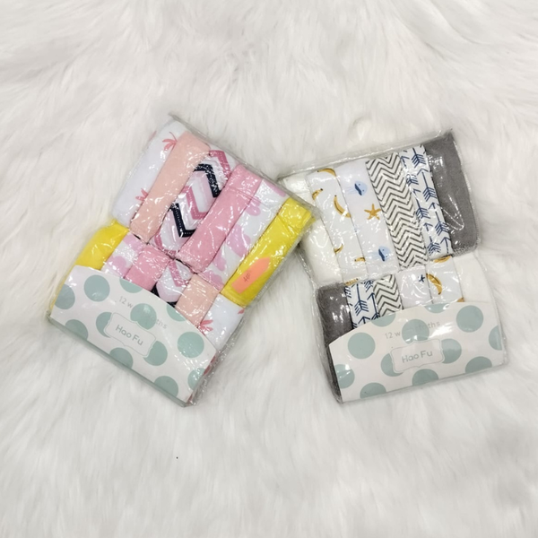12 Pack Baby Washcloths | Soft Cotton Blend | Multi-Color | All Ages| Boys and Girls