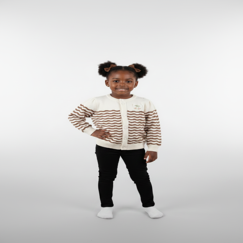 Cream and brown long sleeved sweater