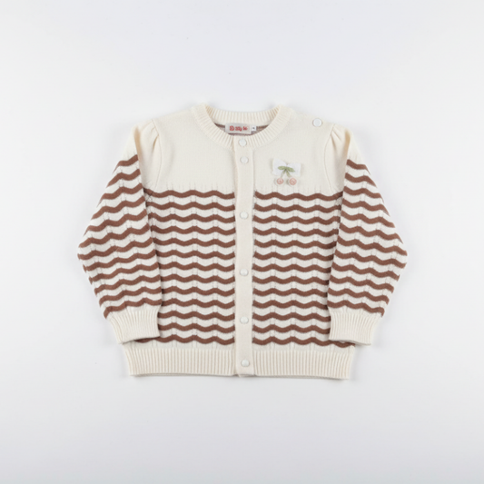 Cream and brown long sleeved sweater