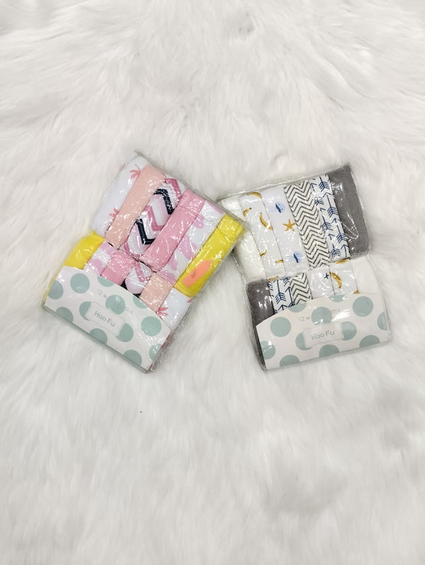 12 Pack Baby Washcloths | Soft Cotton Blend | Multi-Color | All Ages| Boys and Girls