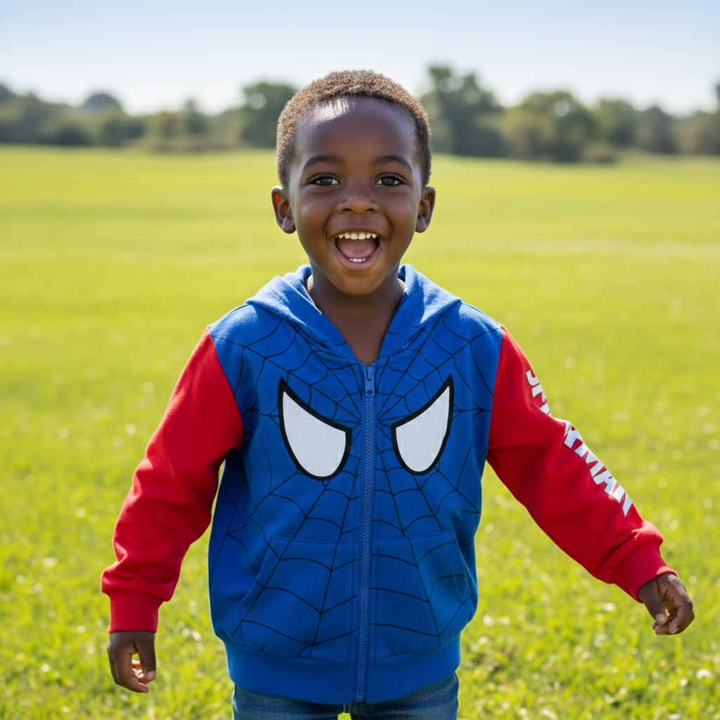 Spider Man Themed Boys Jacket | Size: 130 | Stylish Kids Outerwear