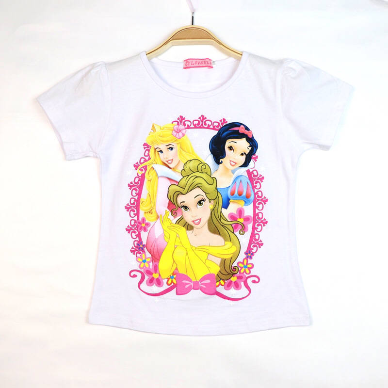 White Disney Princess Themed Girls T-shirt Front side