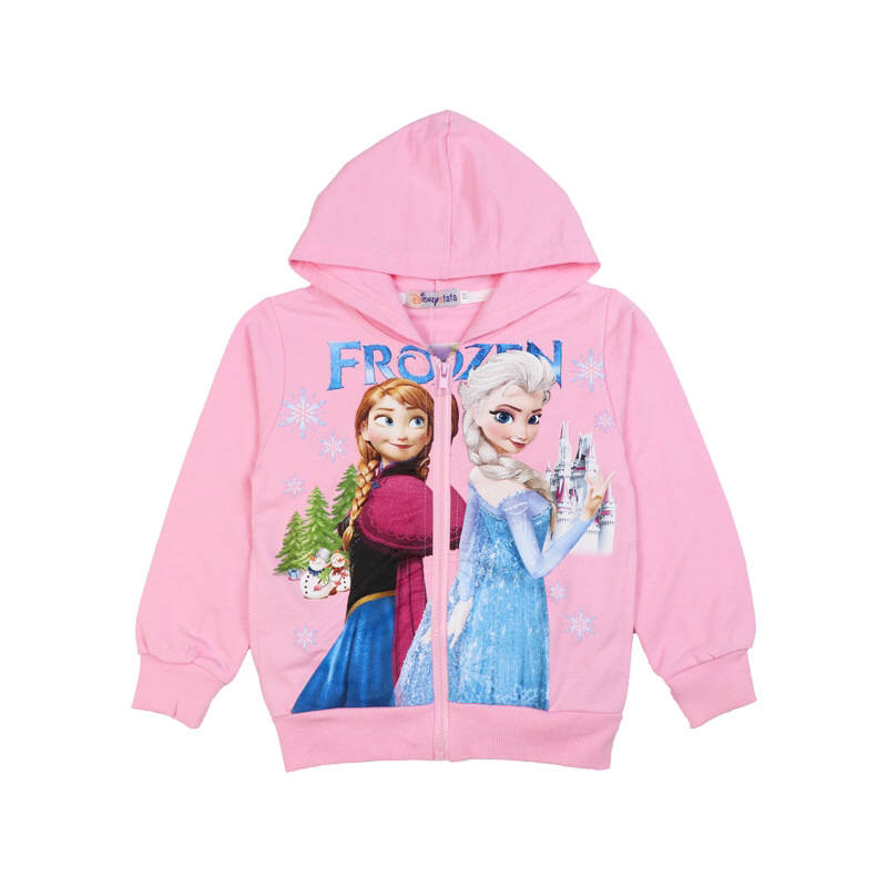 baby pink Frozen themed girls jacket front side