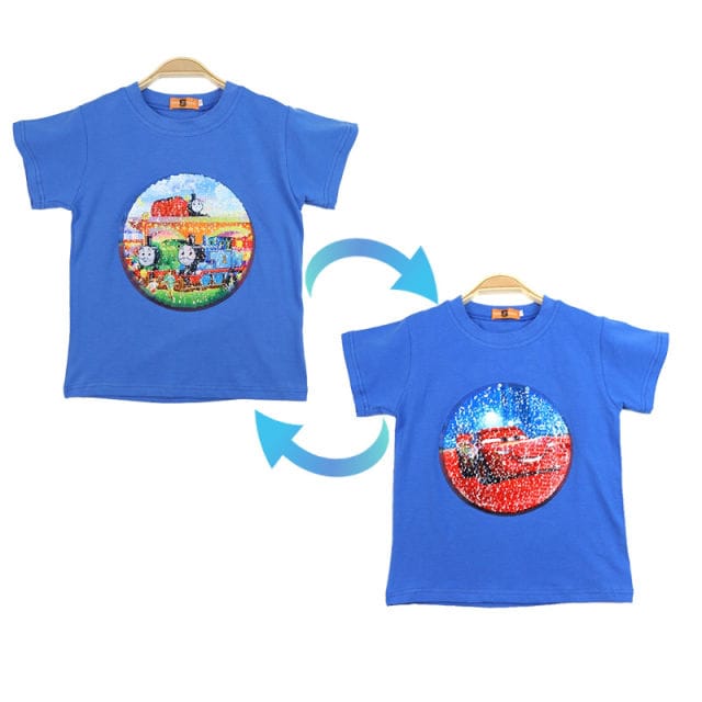 Blue Thomas and his friends/Cars two way boys t-shirt front side