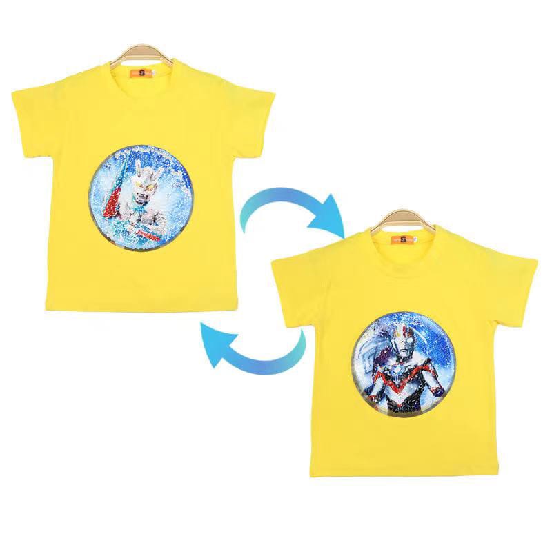 Yellow Iron man two boys t-shirt front side