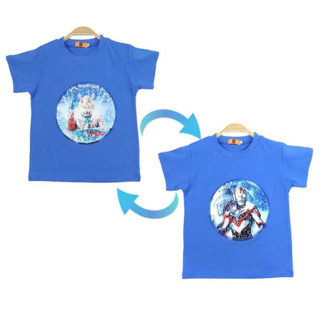 Blue Ironman two-way boys t-shirt  front side