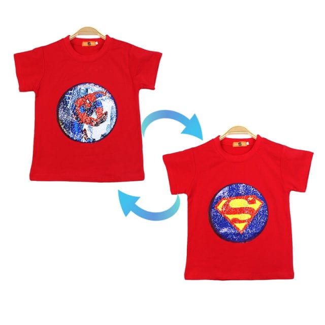 Red Spider-Man/Superman two way boys t-shirt front side 
