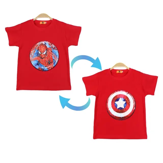 Red Spider-Man/Captain America boys  t-shirt front side