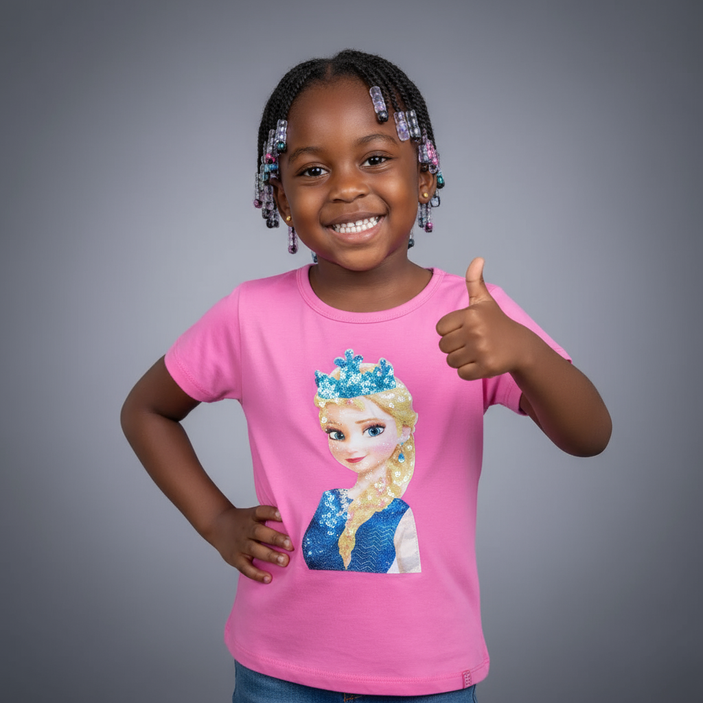High Quality Frozen Themed Girls Sequin T-Shirts | Size: 3–4 (100)