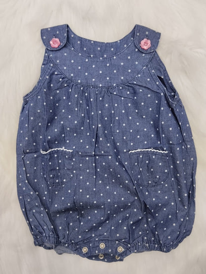 Dark Blue Polka girls Bodysuit Shirt