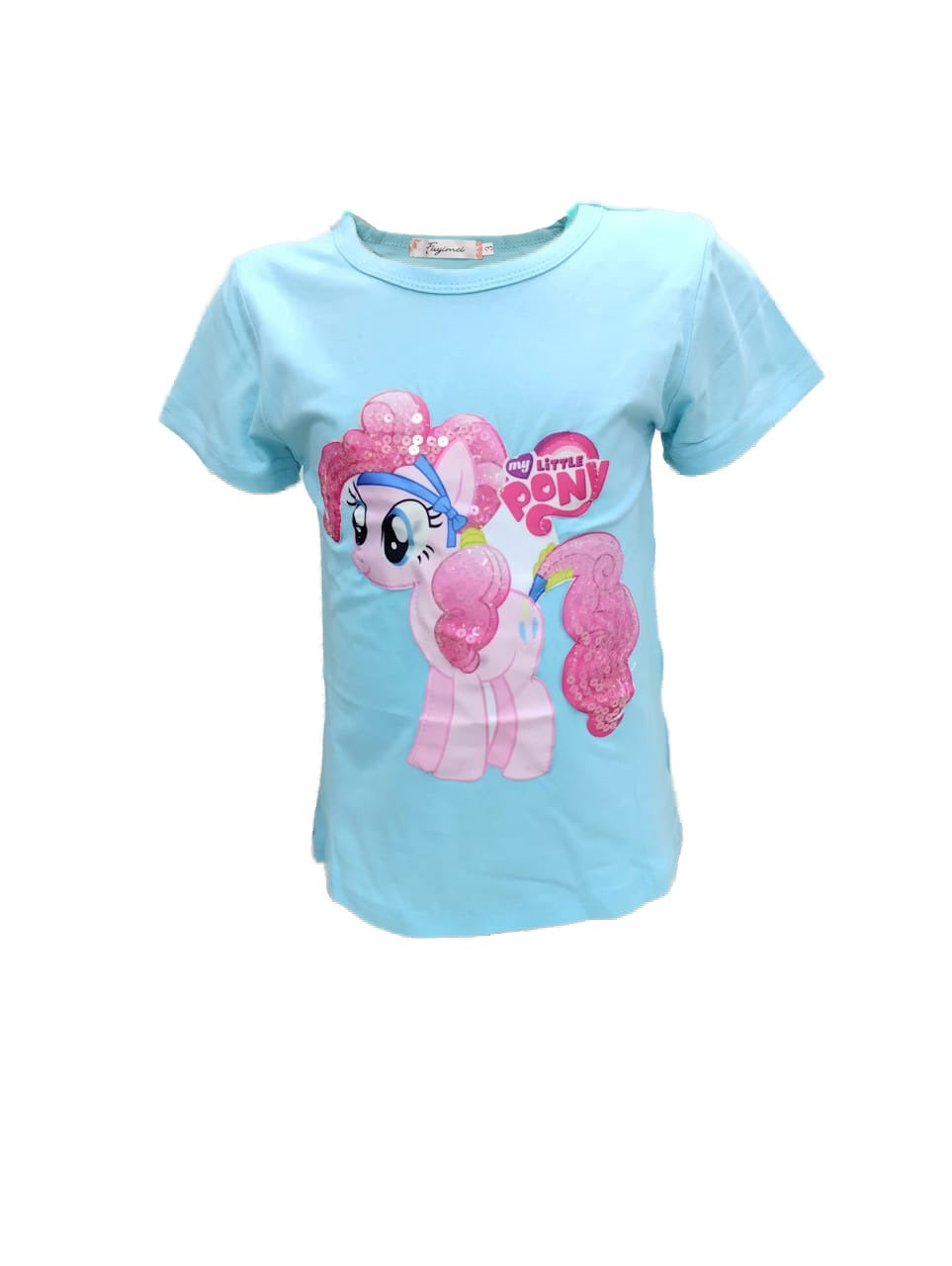 Short sleeve girls sequin t shirts blue