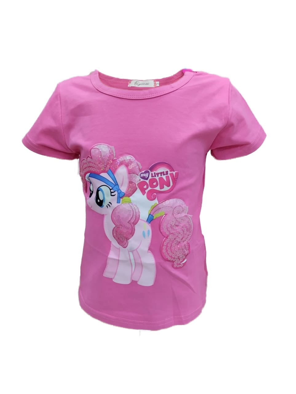 Short sleeve girls sequin t shirts pink