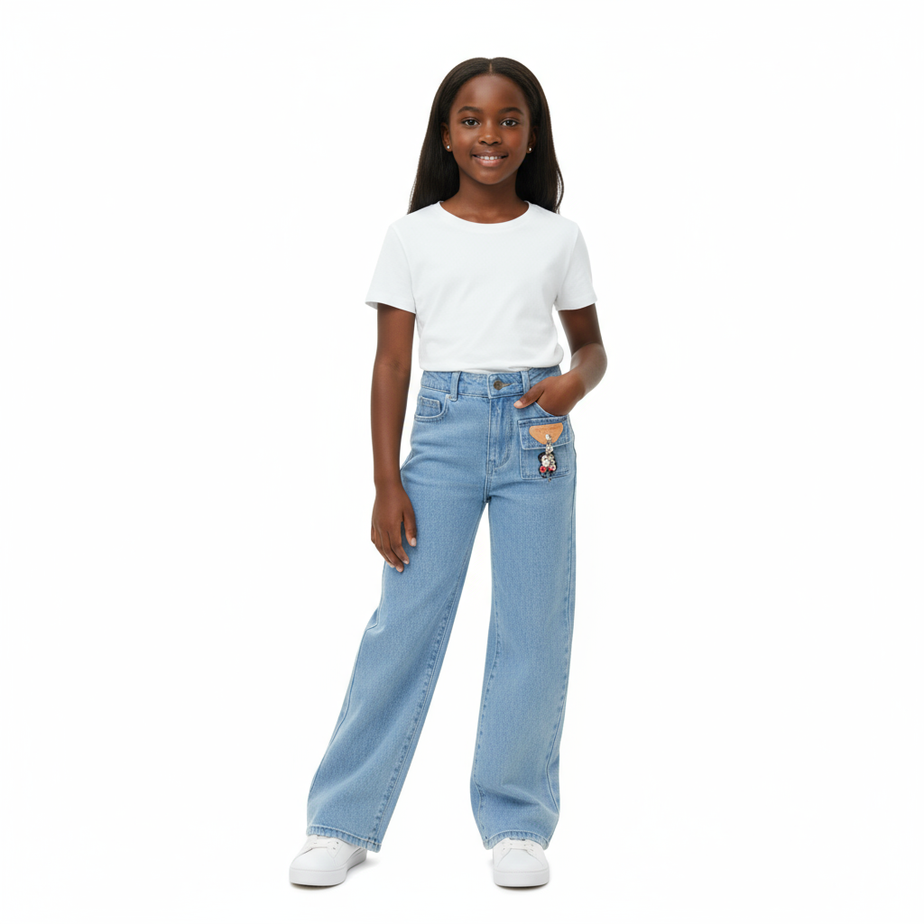 Girls Trendy Light Blue Denim Jeans | Comfortable & Stylish