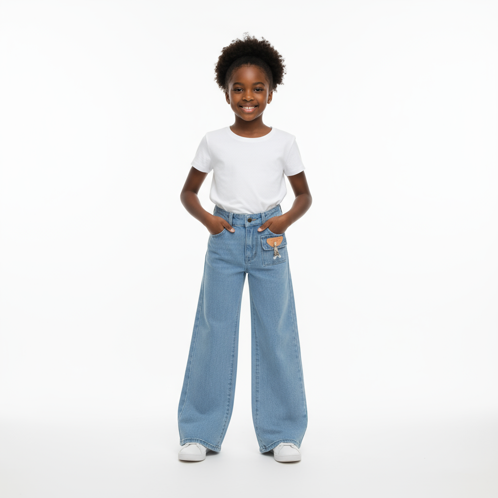 Girls Trendy Light Blue Denim Jeans | Comfortable & Stylish