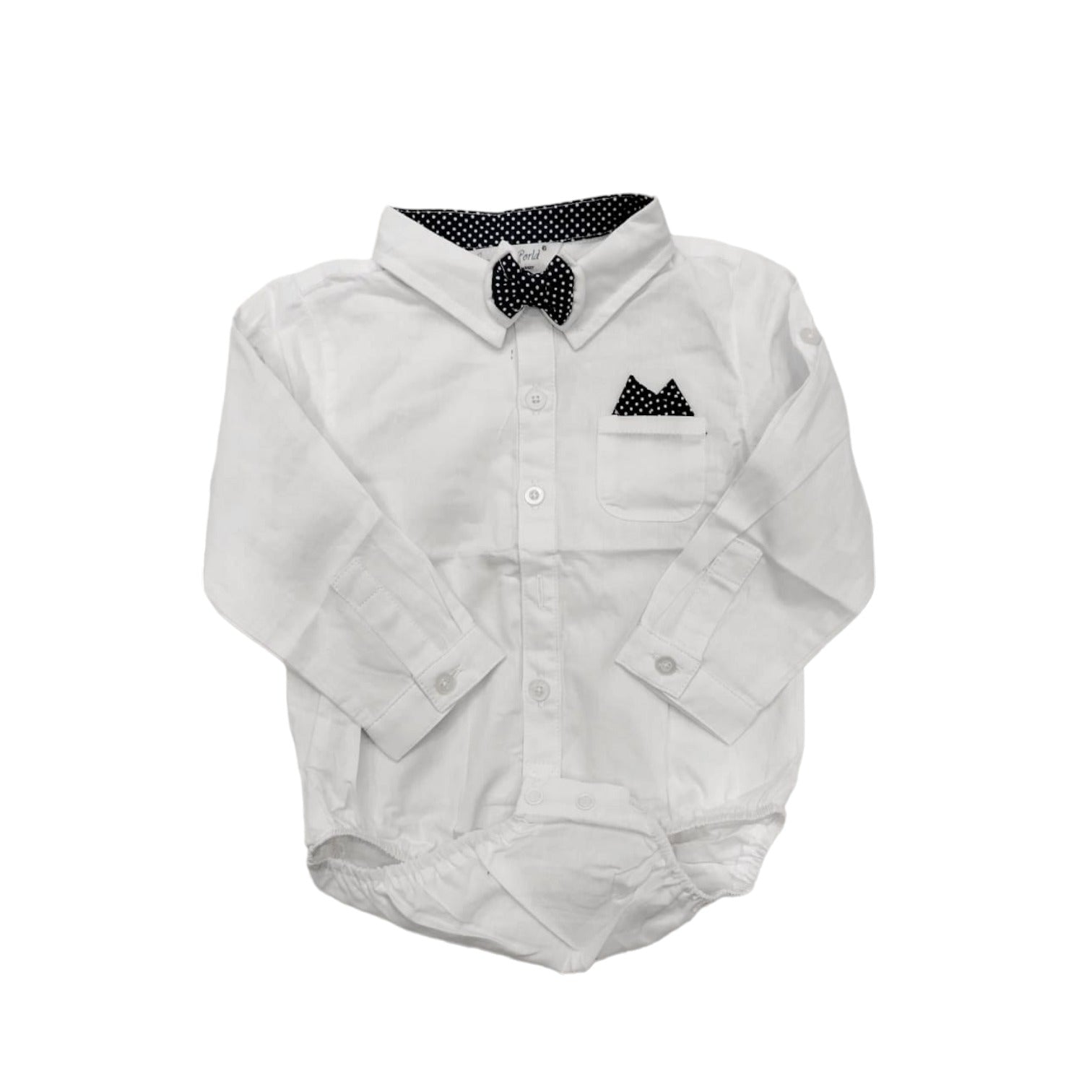 White Boys’ Official Bodysuit Shirt with Polka | 3 Months | Smart Baby Outfit