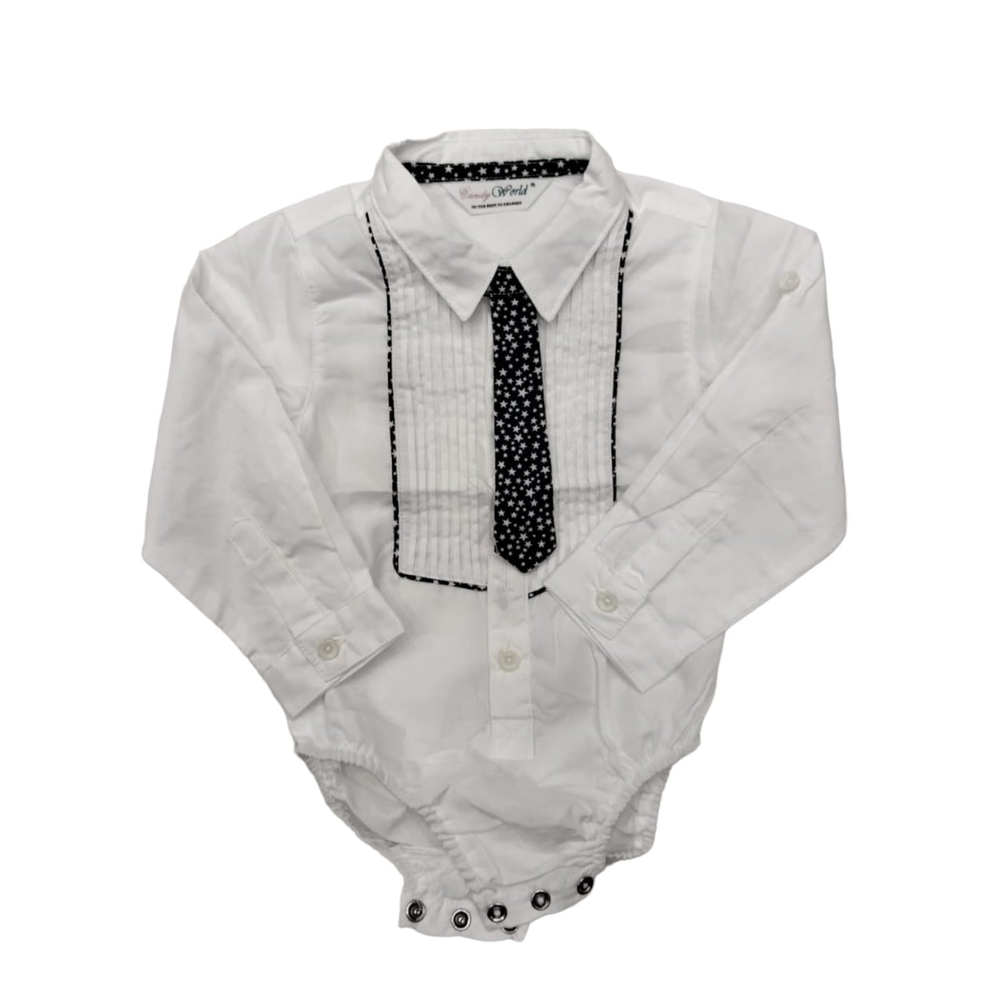 White Boys Official Bodysuit Shirt with tie