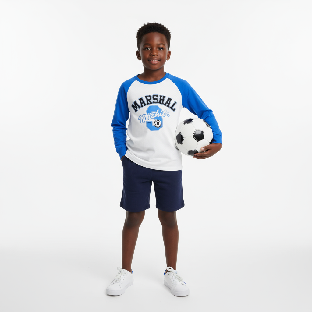 White Marshal Boys’ Long Sleeve T-Shirts | 100% Cotton | Sizes 120–140