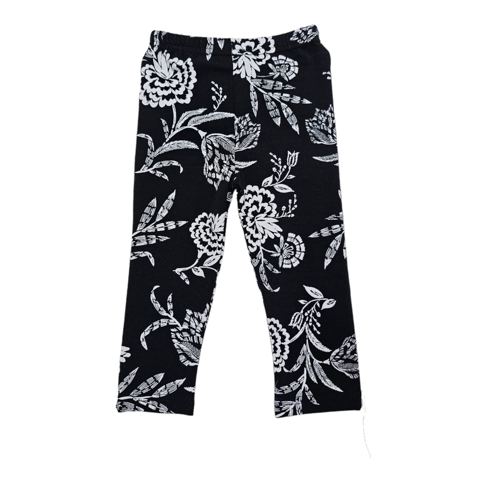 Black with white floral Girls tights