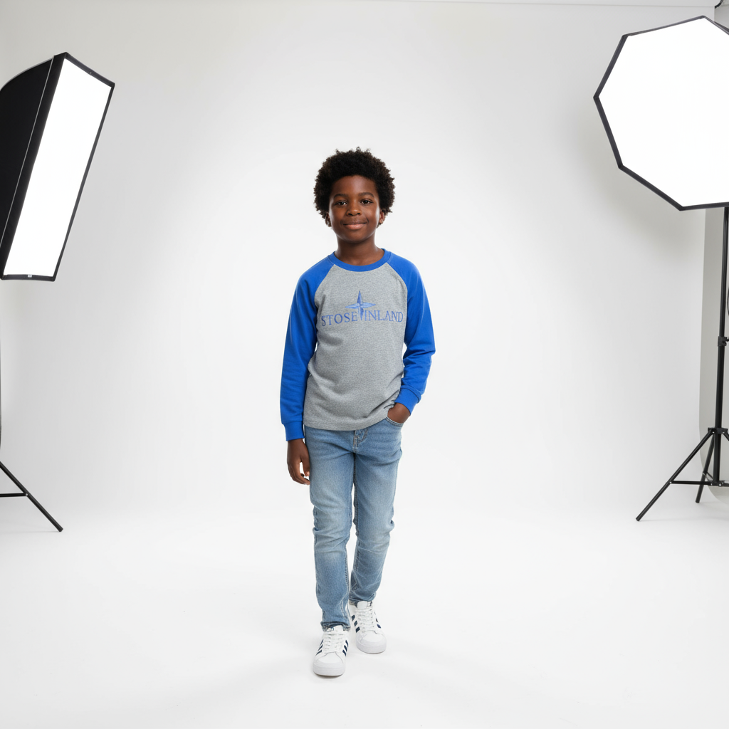 Grey Boys’ Stose Inland Long-Sleeved T-Shirt | Size 120-150 | 100% Cotton