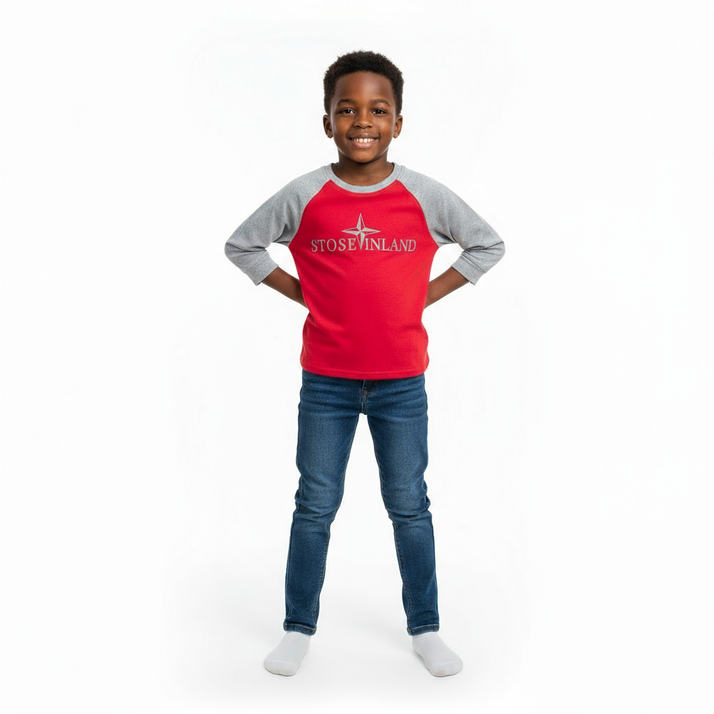 Red Stose Inland Boys Long-Sleeved Shirt | Size 130 | 100% Cotton