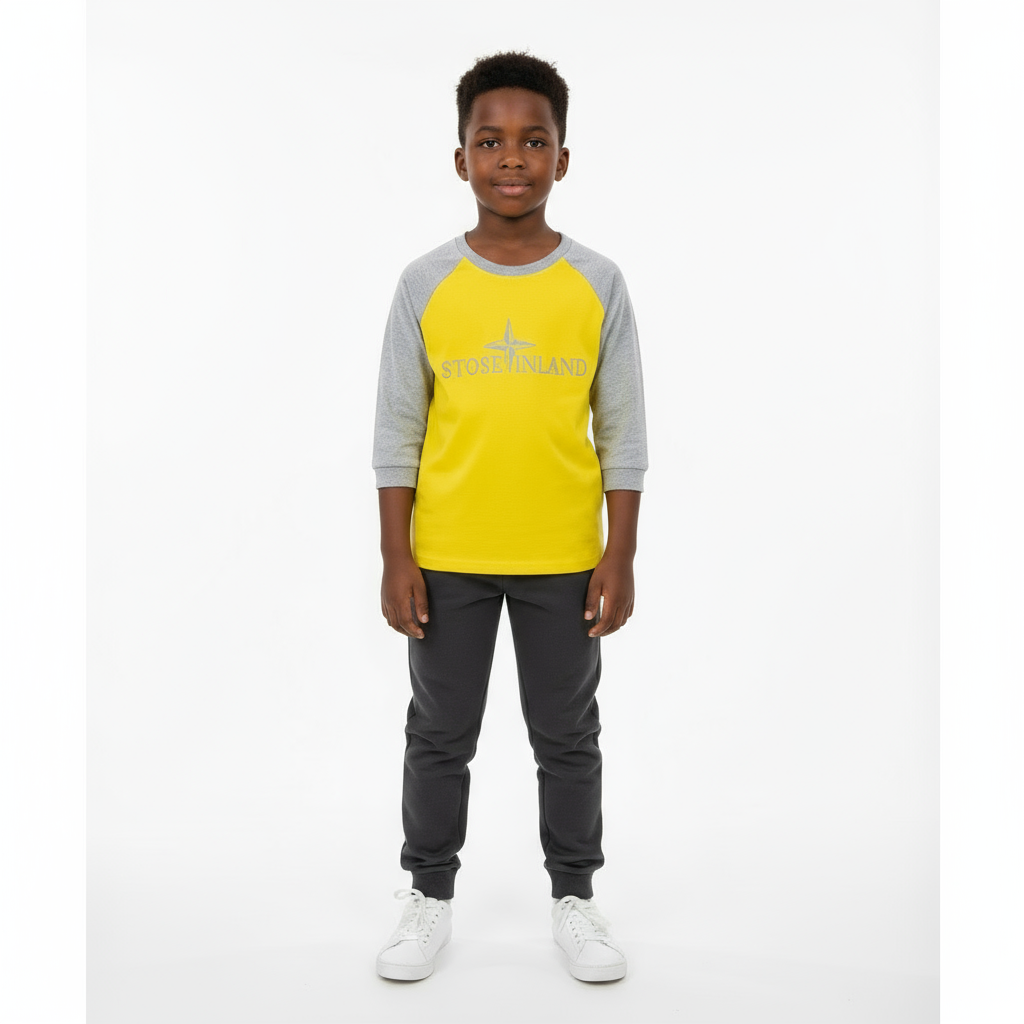 Yellow Stose Inland Boys Long-Sleeved Shirt | 100% Cotton | Sizes: 120-140