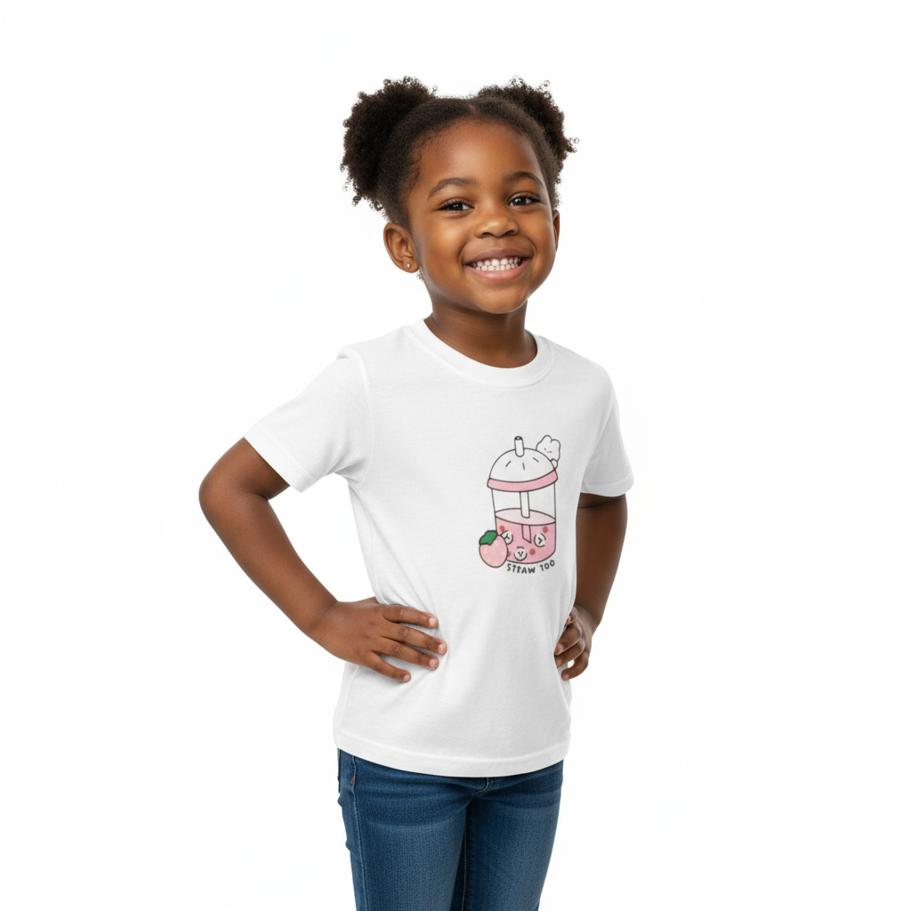 Strow Too Short-Sleeved Girls T-Shirt | Sizes 100, 120, 130 | Cotton Comfort