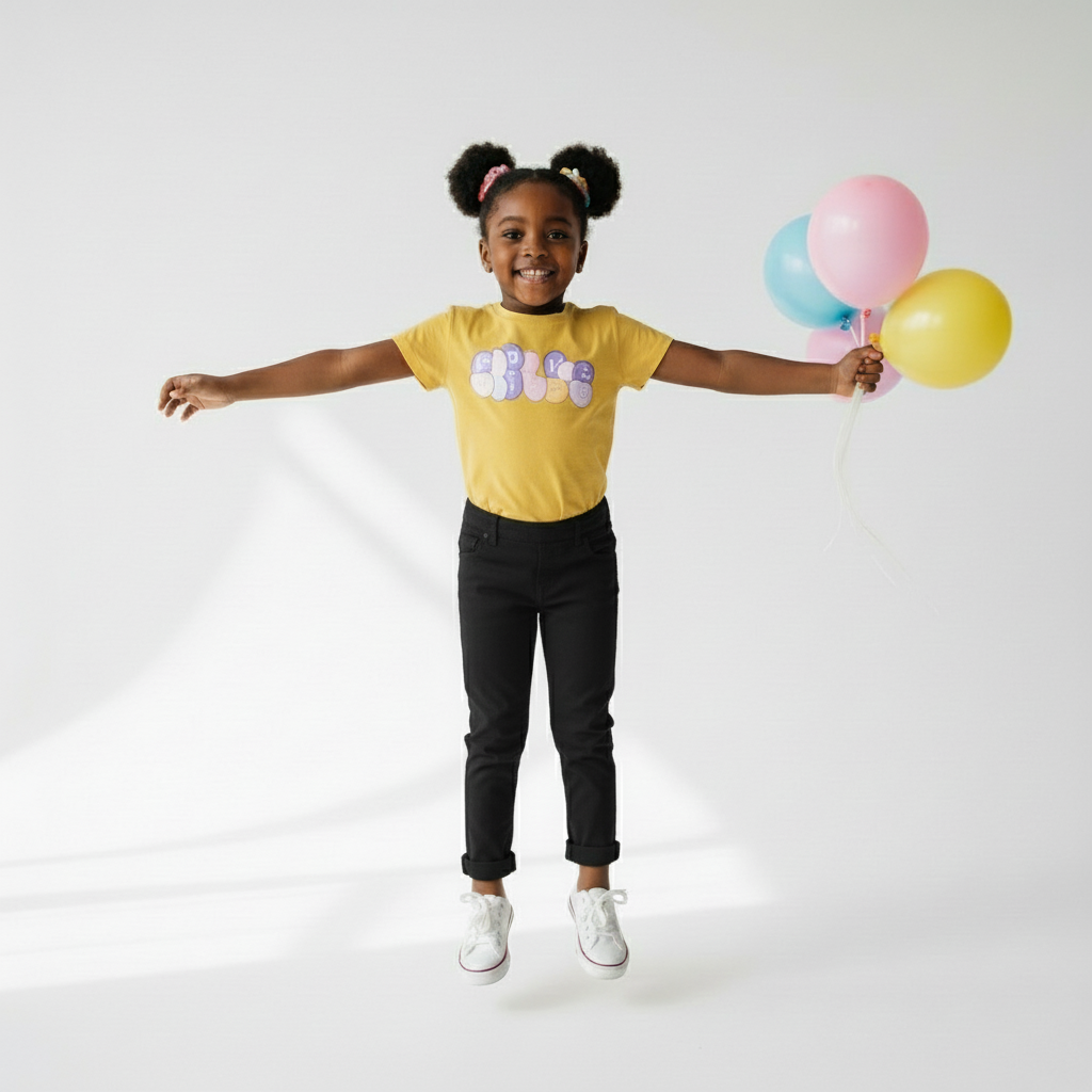 Mustard Short-Sleeved Girls T-Shirt | Sizes 3-7yrs| Cotton Comfort