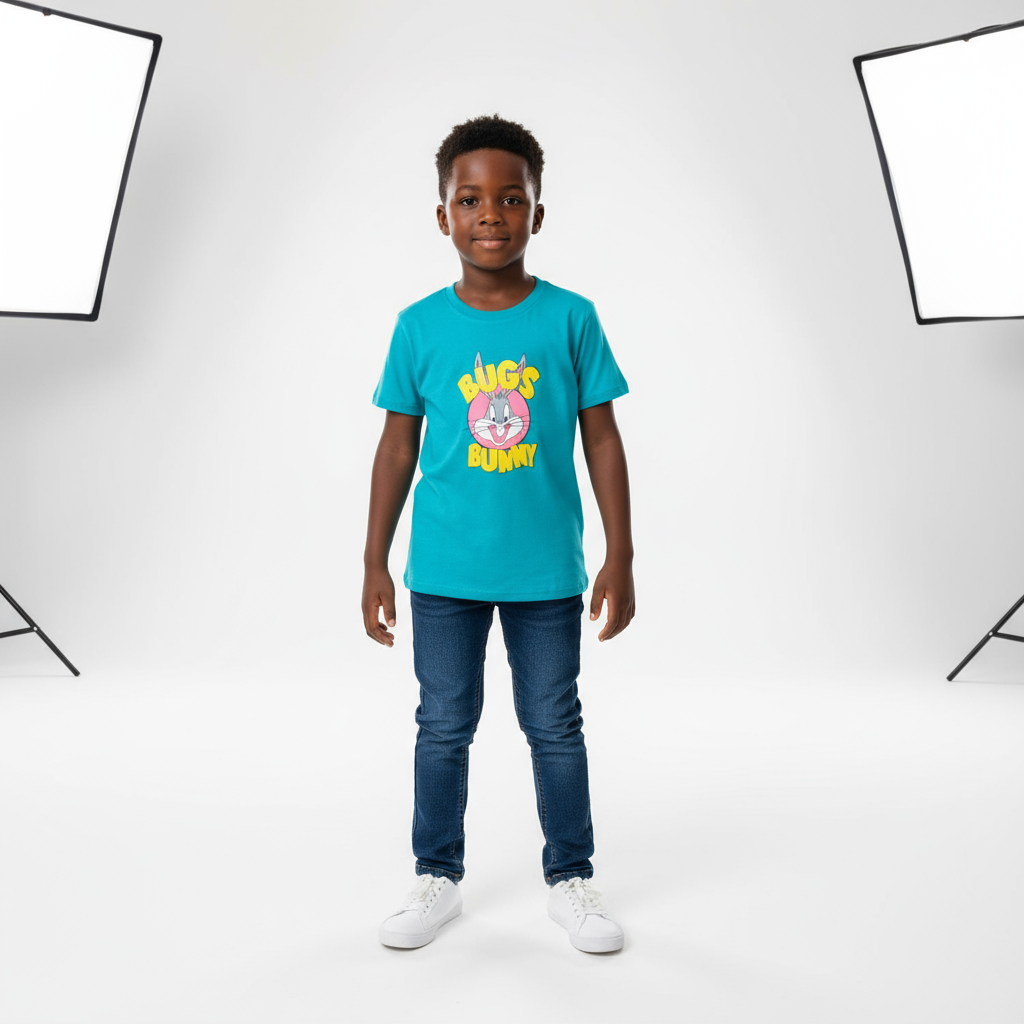 Blue Bugs Bunny Short Sleeved T-shirt | Sizes 110–130 | 100% Cotton