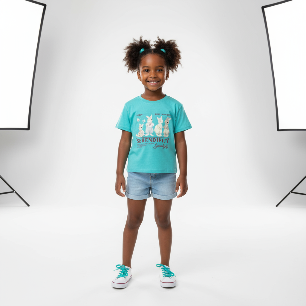 Serendipity Short-Sleeved Girls T-Shirt | Sizes 100, 110, 130, 140 | Cotton Comfort