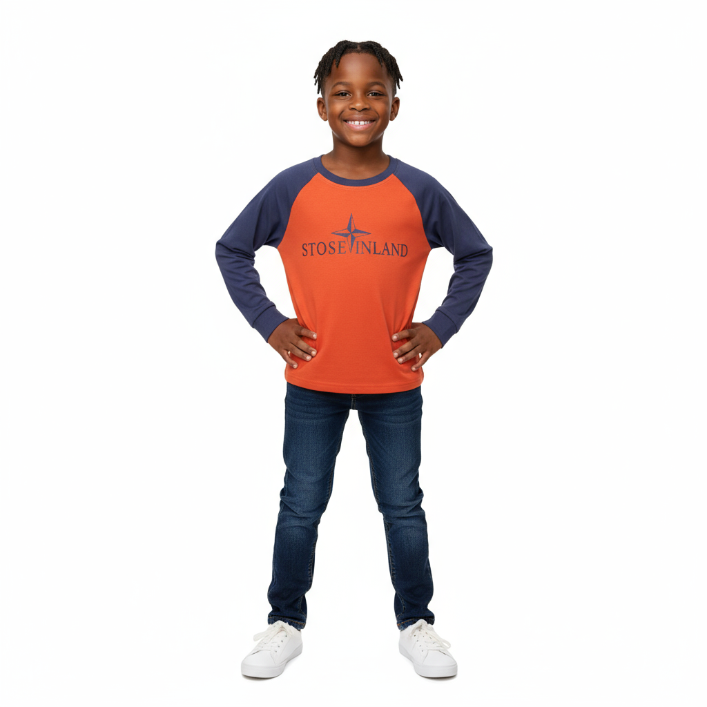 Orange Stose Inland Boys Long-Sleeved Shirt | Sizes 120–150 | 100% Cotton