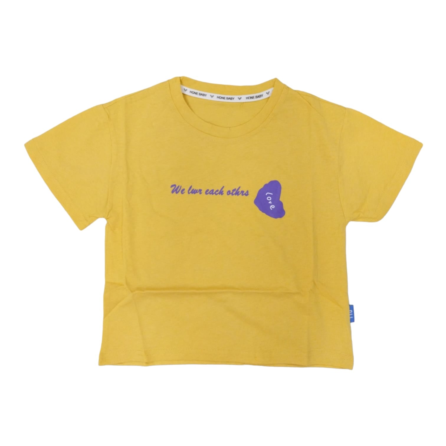 Yellow We Love Each Other Short Sleeve Girls T-shirt