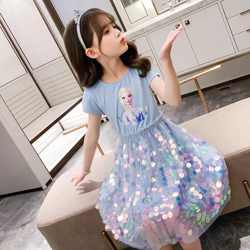 Frozen Themed Sequin Kids Dresses